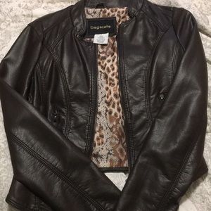 Faux leather dark brown women’s jacket